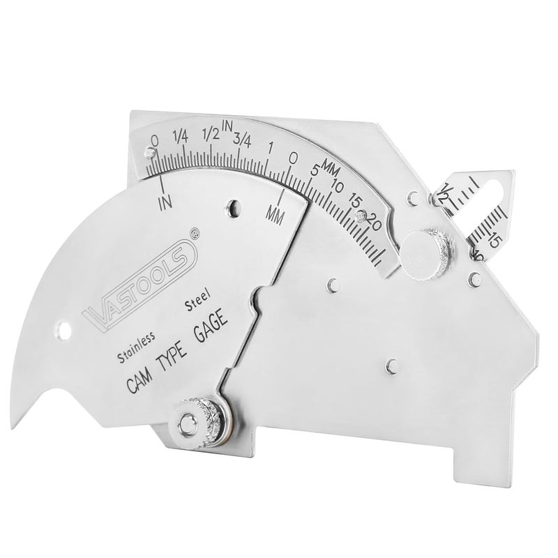 VASTOOLS Cam Weld Gauge,Stainless Steel,Metric & Inch,Linear Measurements up to 2"(50mm),Permanently Etched Markings and Thickness for Professional Welders - Image 1